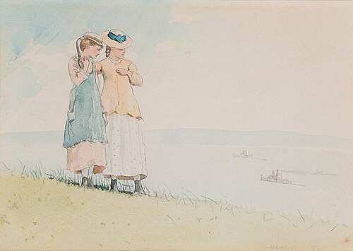 Two Girls on a Hillside, 1879, Winslow Homer