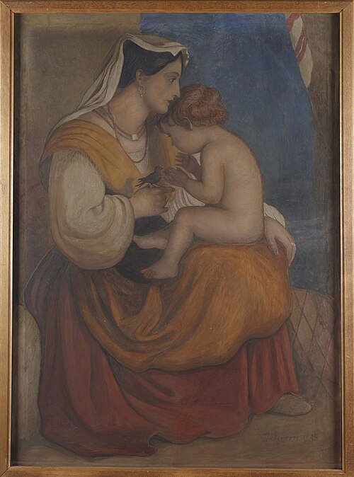 Mother and Child with a Bird, 1845, Joseph Severn