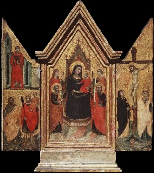 Altarolo con la Crocifissione, Madonna e santi, 1300, Pacino di Bonaguida