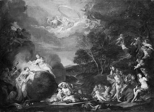An Allegory with Bacchus, Ceres, Flora and Apollo, 1708, Alessandro Marchesini