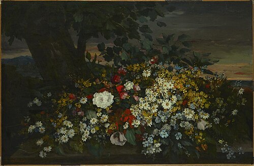Fleurs sur un banc, 1862, Gustave Courbet