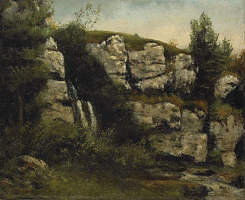 Landscape with Rocky Cliffs and a Waterfall, 1872, Gustave Courbet