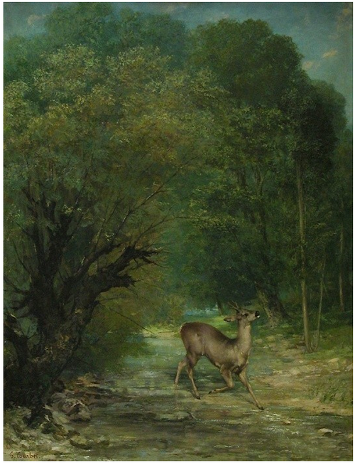 Le Chevreuil chassé aux écoutes, printemps, 1867, Gustave Courbet