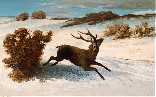 Cerf courant dans la neige, 1856, Gustave Courbet
