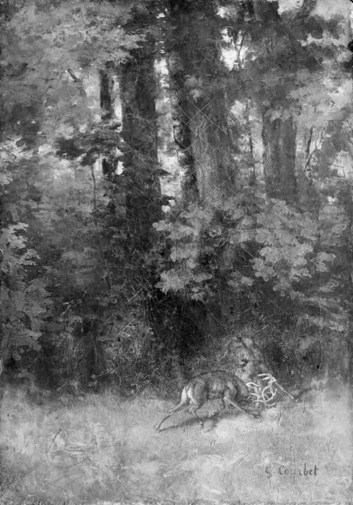 Fighting Stags in a Forest, 1855, Gustave Courbet