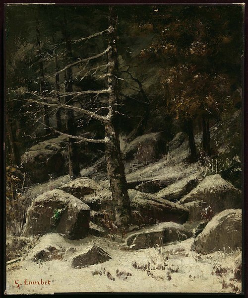 Wooded Hillside in Winter, , Gustave Courbet
