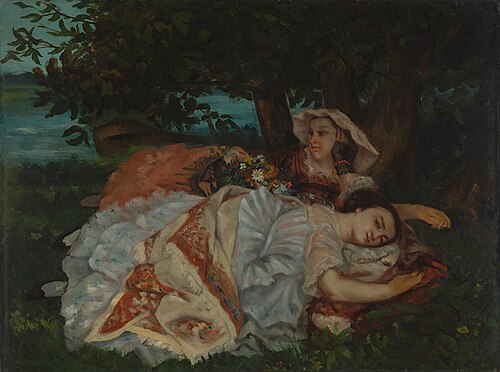 Young Ladies on the Bank of the Seine, 1854, Gustave Courbet