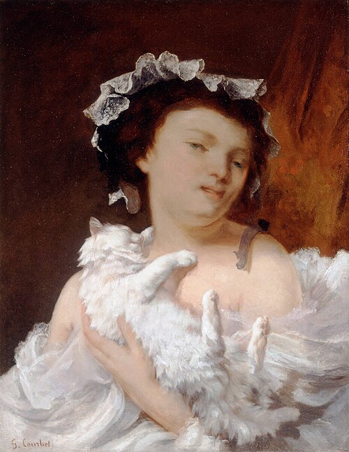 La Femme au chat, 1864, Gustave Courbet