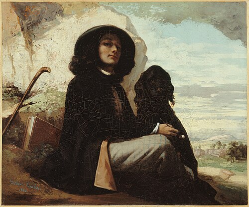 Self-Portrait with a Black Dog, 1842, Gustave Courbet