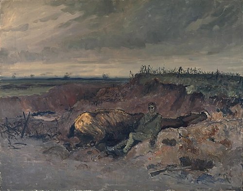 Dead Horse and Rider in a Trench, 1918, Maurice Galbraith Cullen