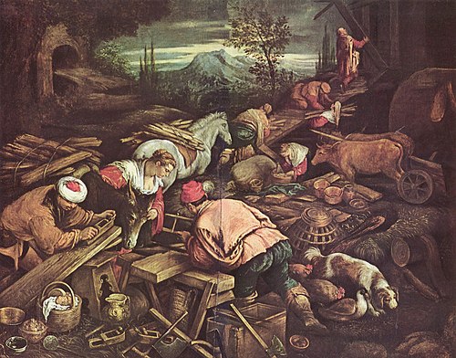 Noé construisant l'arche, 1550, Jacopo Bassano