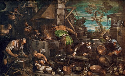 Vulcan's Forge, 1577, Jacopo Bassano