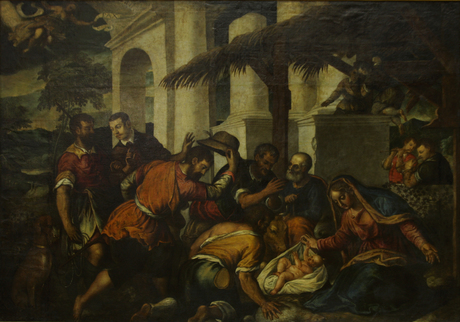 The birth of Jesus and adoration of the shepherds, 1550, Jacopo Bassano
