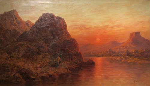 Indian Hunter at Sunset, 1885, Henry Raschen