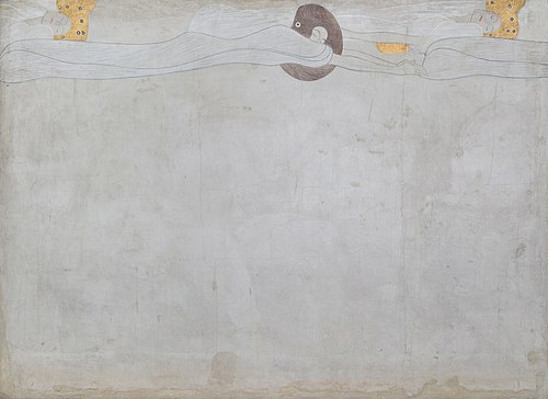 Beethoven Frieze (plate 1, left wall): Yearning for Happiness, 1901, Gustav Klimt