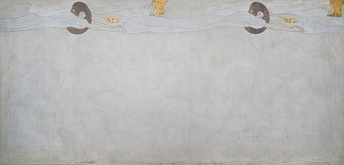 Beethoven Frieze (plate 2, left wall): Yearning for Happiness, 1901, Gustav Klimt
