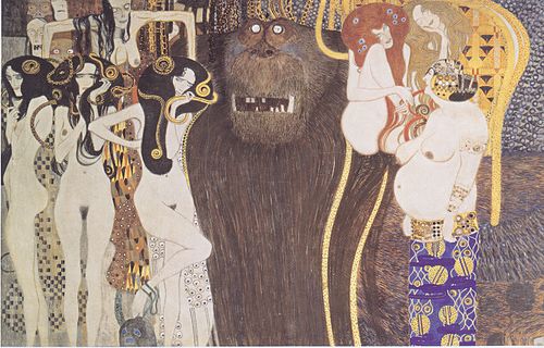 Beethoven Frieze (plate 5, center wall): The Hostile Powers, 1901, Gustav Klimt
