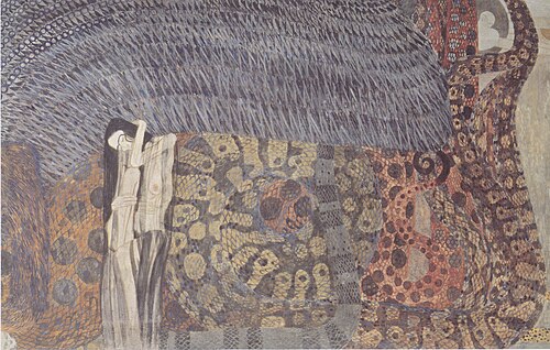 Beethoven Frieze (plate 6, center wall): The Hostile Powers, 1901, Gustav Klimt