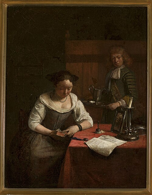 Woman reading a book, , Gerard ter Borch