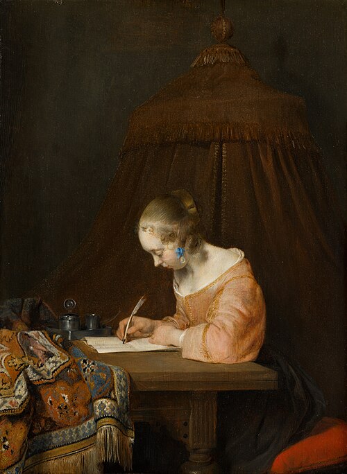 Femme écrivant une lettre, 1655, Gerard ter Borch