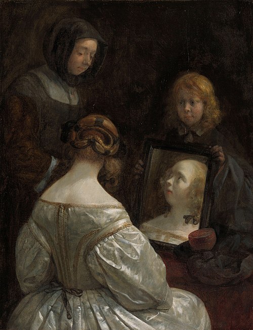 Woman at a Mirror, 1652, Gerard ter Borch