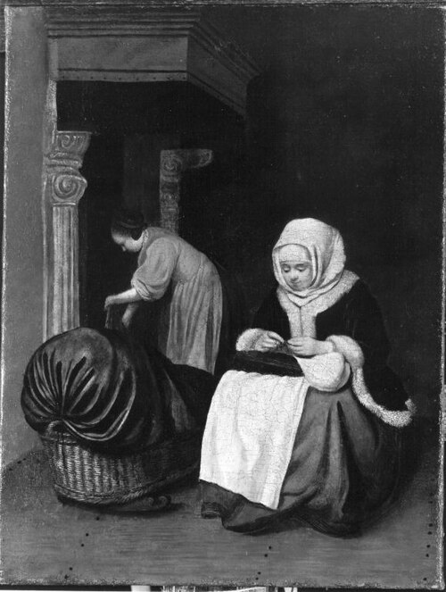 Woman sewing with Maid, 1649, Gerard ter Borch