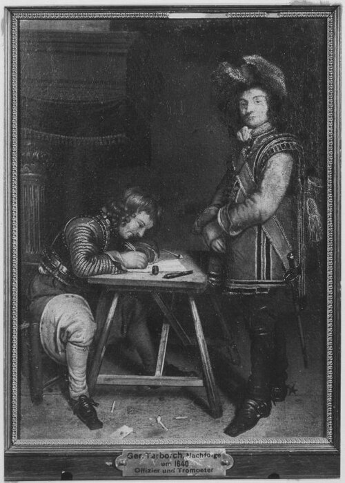 Offizier und Trompeter (Nachahmer), 1649, Gerard ter Borch