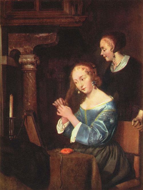 A Lady dressing her Hair, 1658, Gerard ter Borch