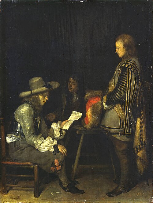 Officer Reading a Letter, 1658, Gerard ter Borch