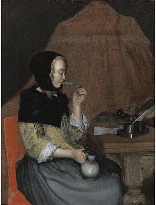 A Young Woman Drinking, 1660, Gerard ter Borch