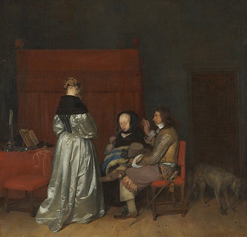 The Gallant Conversation, known as Paternal Admonition, 1654, Gerard ter Borch
