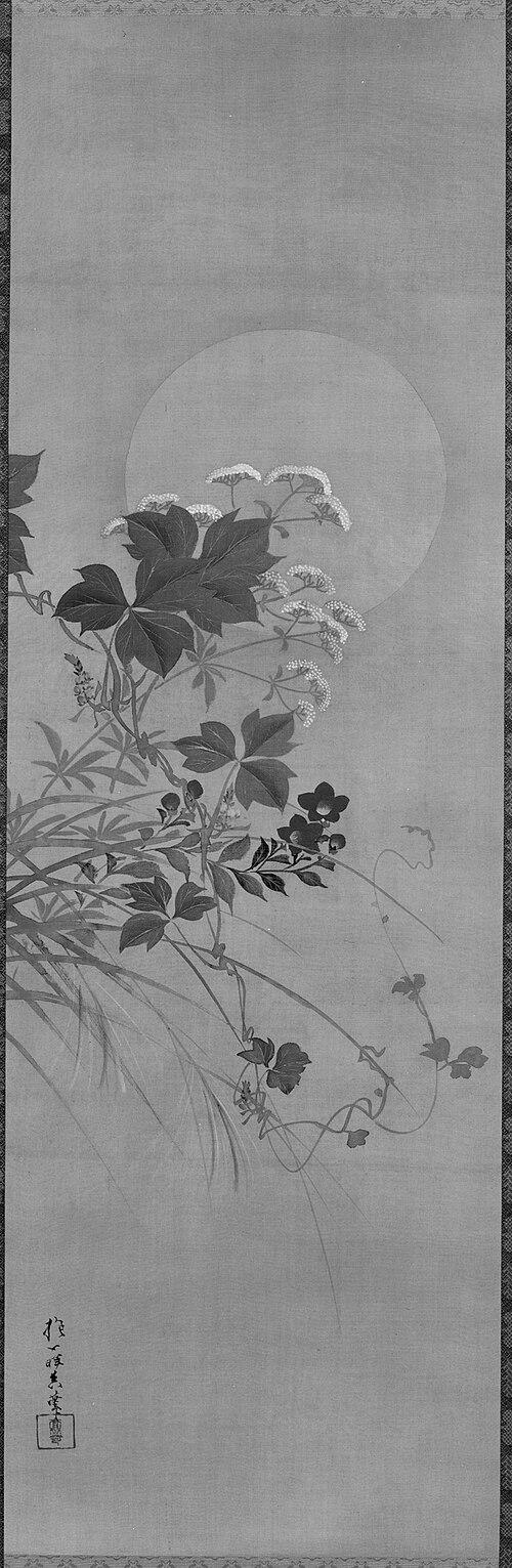 Moon and Autumn Flowers, , Sakai Hōitsu