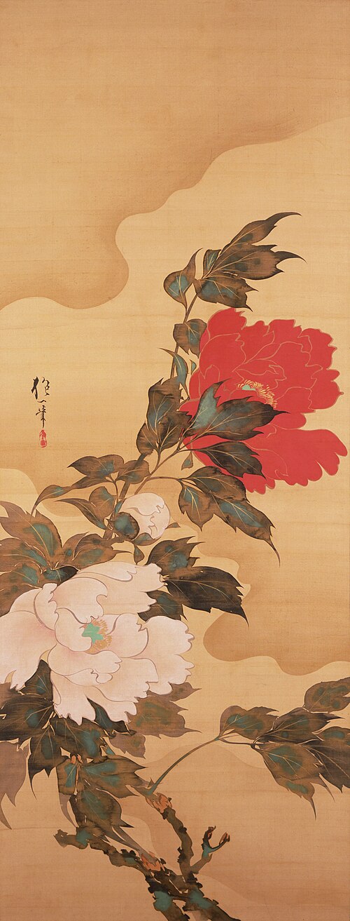 Peonies in the Wind, , Sakai Hōitsu