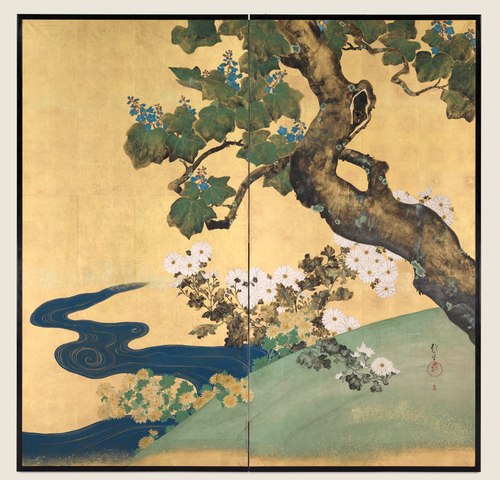 Paulownias and Chrysanthemums, 1804, Sakai Hōitsu