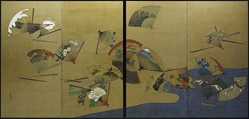 Fans and Stream, 1824, Sakai Hōitsu