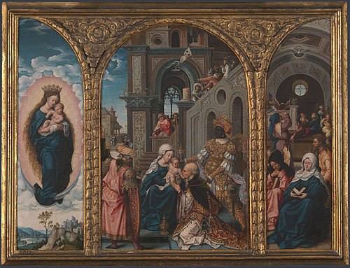 Triptyque. L'Adoration des Mages, la Descente du, 1500, Jan Mabuse