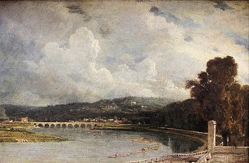Le pont de Sèvres, vu des bords du parc de Saint-Cloud, 1830, Samuel William Reynolds