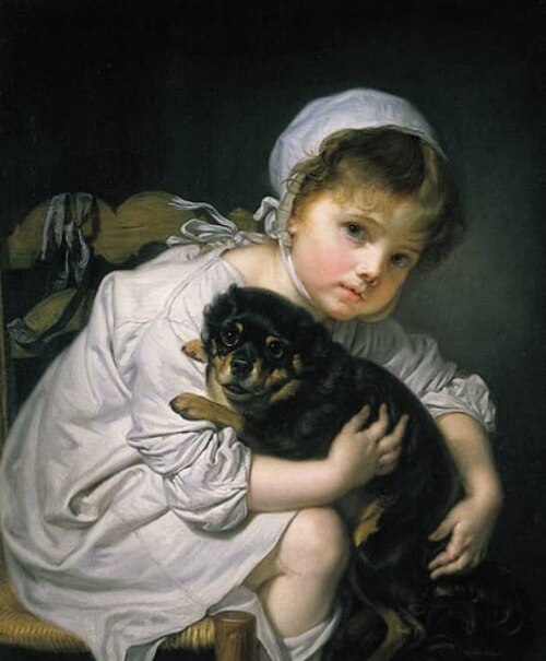 Young girl with a dog, 1769, Jean-Baptiste Greuze
