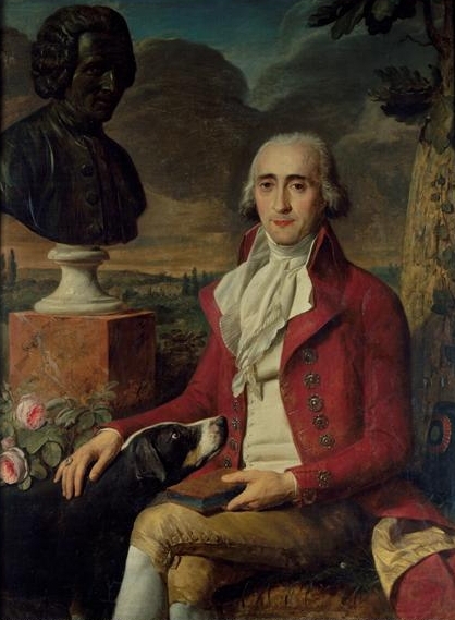 Portrait de René-Louis de Girardin avec le buste de Jean-Jacques Rousseau, 1750, Jean-Baptiste Greuze