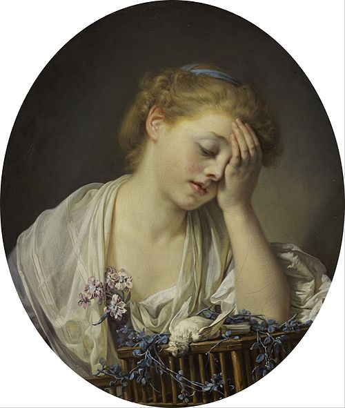 Jeune Fille qui pleure son oiseau mort, 1765, Jean-Baptiste Greuze