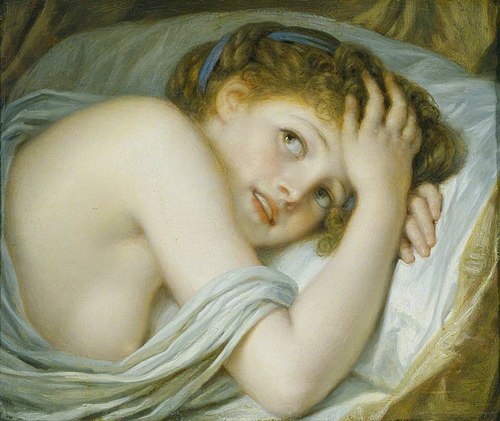 A Girl lying in Bed, 1800, Jean-Baptiste Greuze