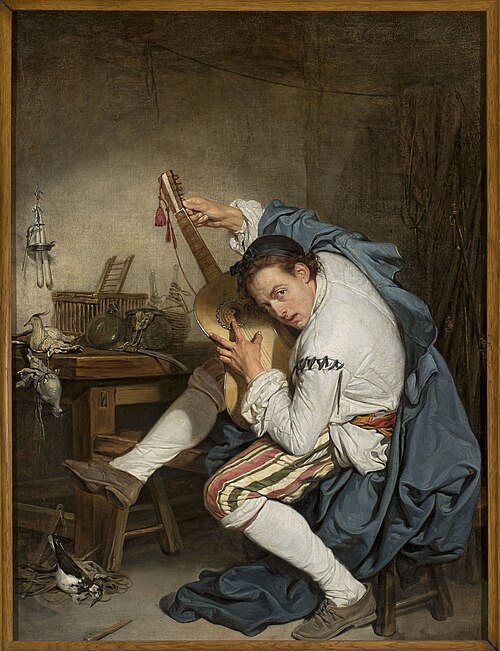 Le Guitariste (L'Oiseleur)., 1757, Jean-Baptiste Greuze