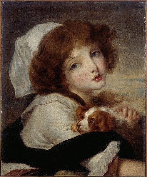 Portrait de fillette au petit chien, 1725, Jean-Baptiste Greuze