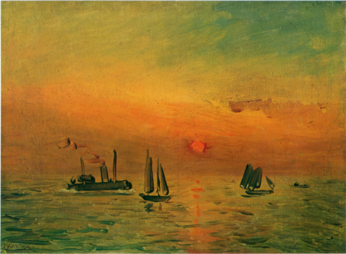 Sunrise in a Port, 1934, Fujishima Takeji