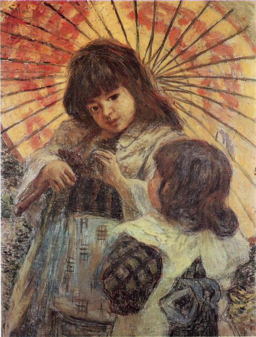 Two Girls, 1909, Shigeru Aoki