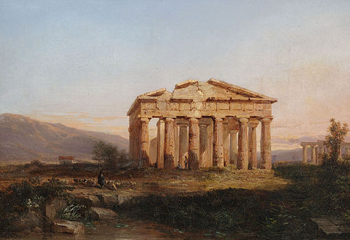 Le Temple de Paestum dans la lumière du soir, 1860, Jules Coignet