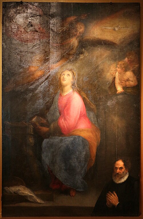 annunciazione col committente orlando crispi, 1590, Sebastiano Filippi