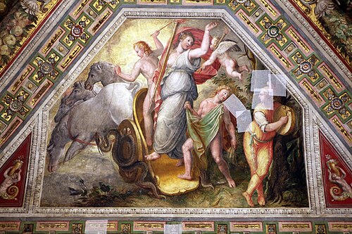 Tramonto. Il carro di Apollo con Cibele-Demetra, un fanciullo e Attis appoggiato a un albero, , Sebastiano Filippi
