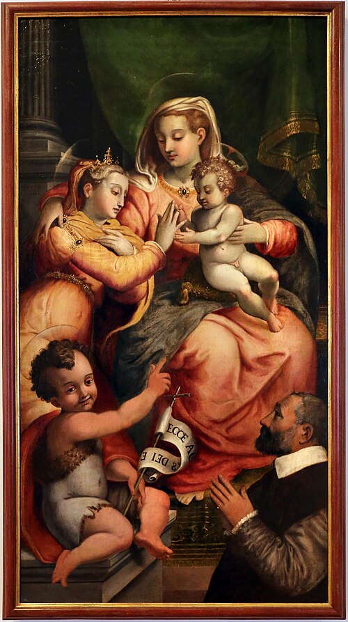 sposalizio di santa caterina alla presenz di san giovannino di un donatore, 1572, Sebastiano Menzocchi