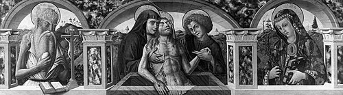 Christ in the grave with saints, , Carlo Crivelli